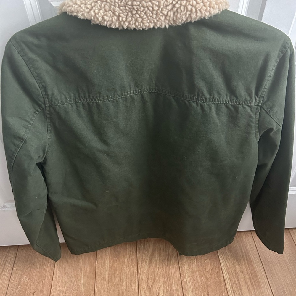 Men's Green Jacket with Sherpa Collar - Picture 2 of 4